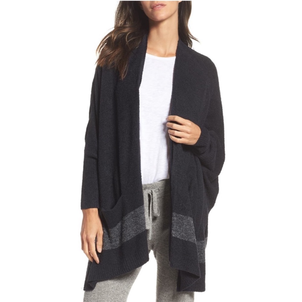 Barefoot Dreams CozyChic Lite Cliffside Circle Wrap Black Graphite One Size